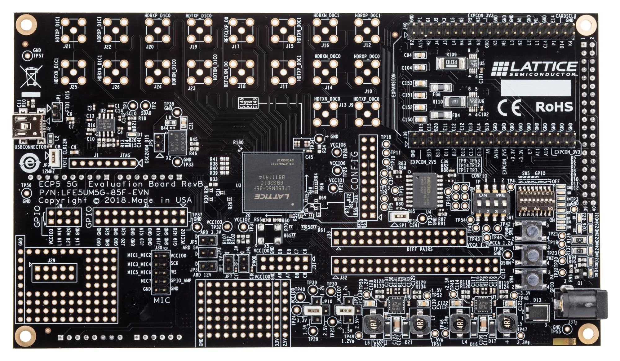 Lattice ECP5 Evaluation Board LFE5UM5G-85F-EVN